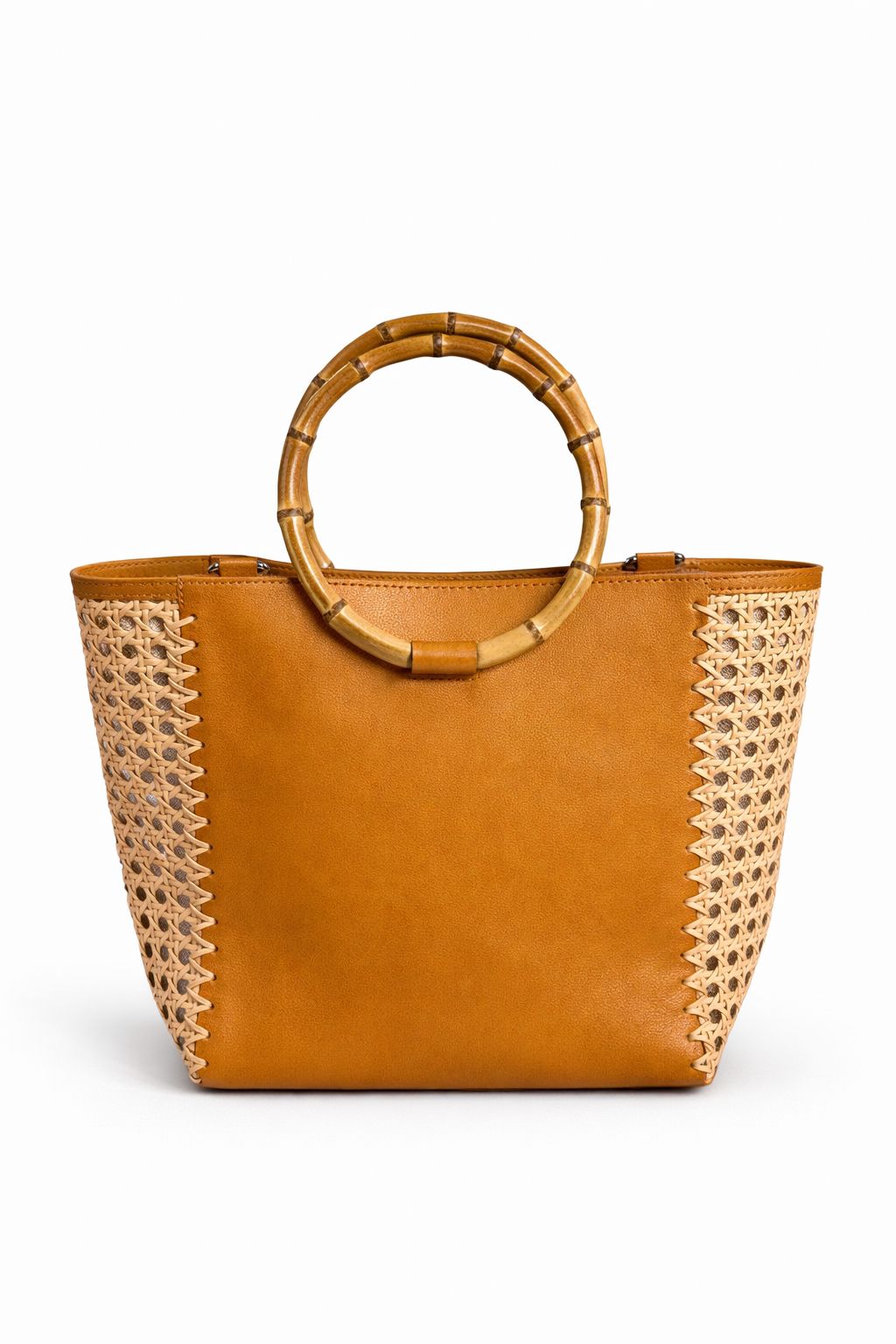 Hydra – Sac cuir & cannage naturel – OYA HUMANI – vue 1