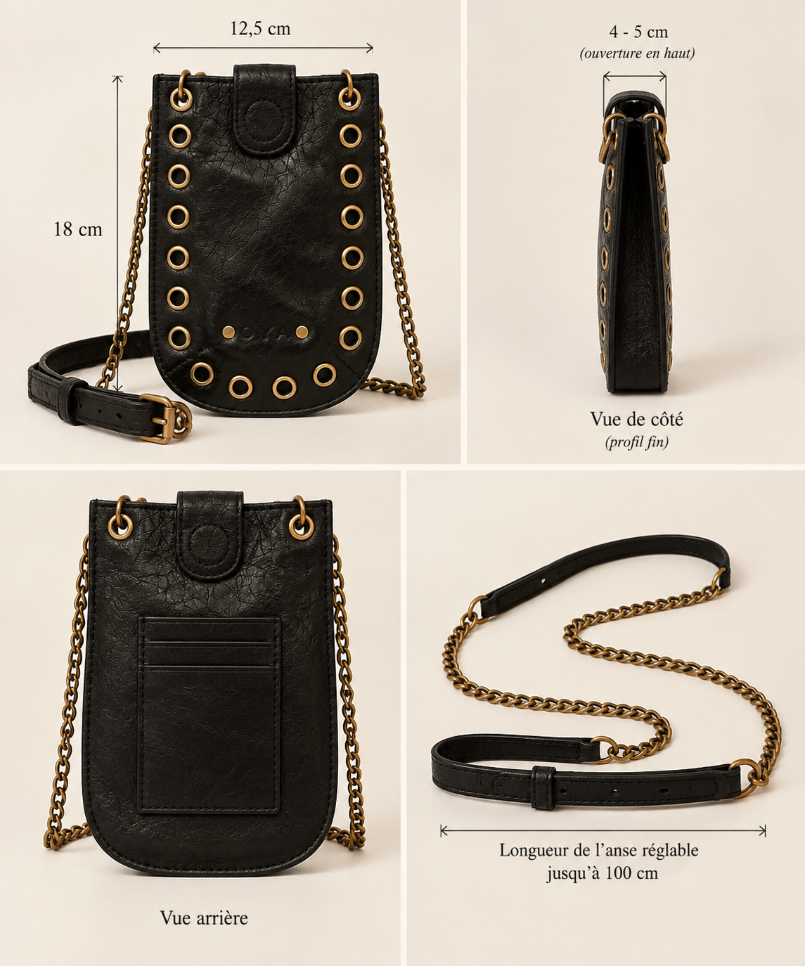 Vence – Pochette téléphone cuir – OYA HUMANI – vue 3