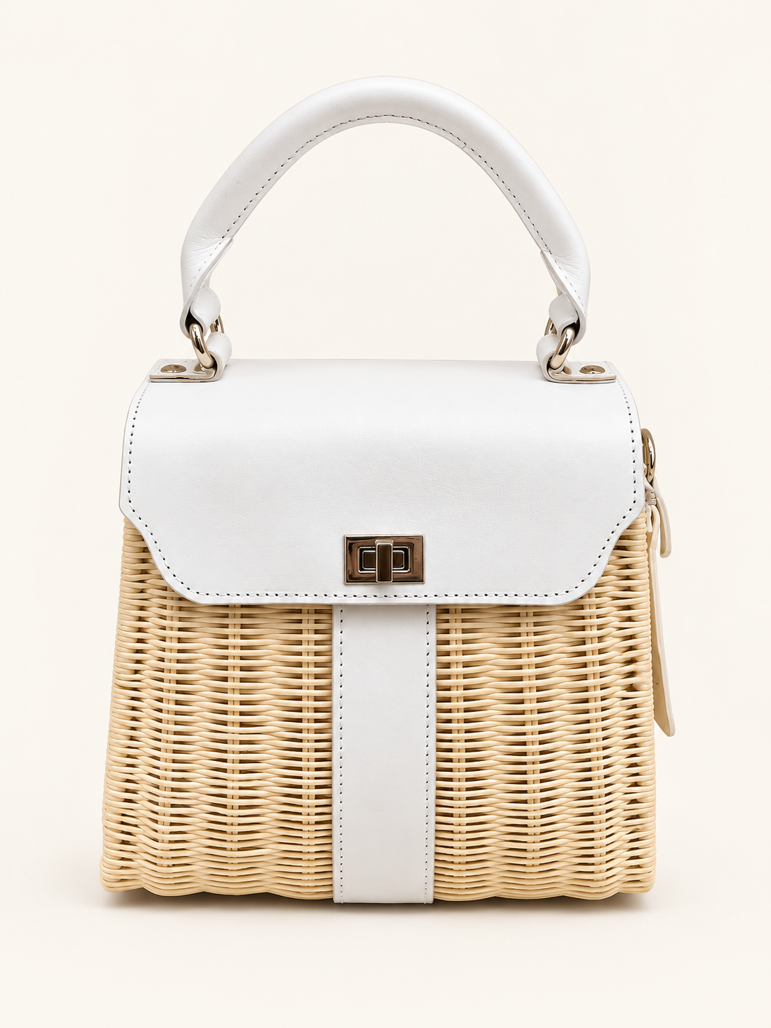 Corfu – Sac cuir & rotin – OYA HUMANI – vue 1