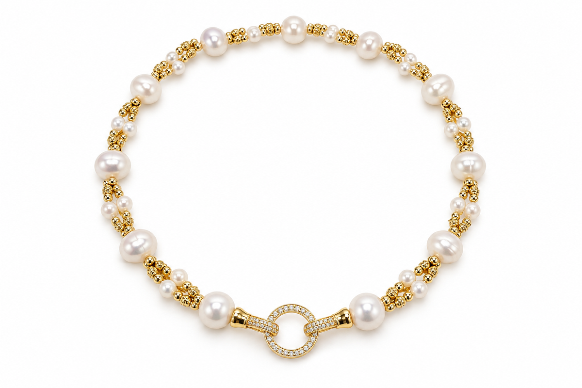 Collier Lido – Perles & plaqué or – OYA HUMANI – vue 2