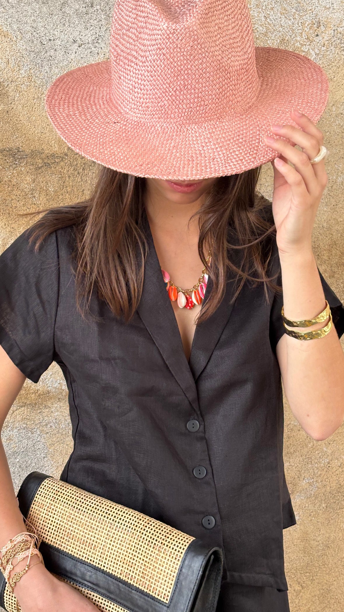 Elba – Pochette cuir & cannage – OYA HUMANI – vue 4