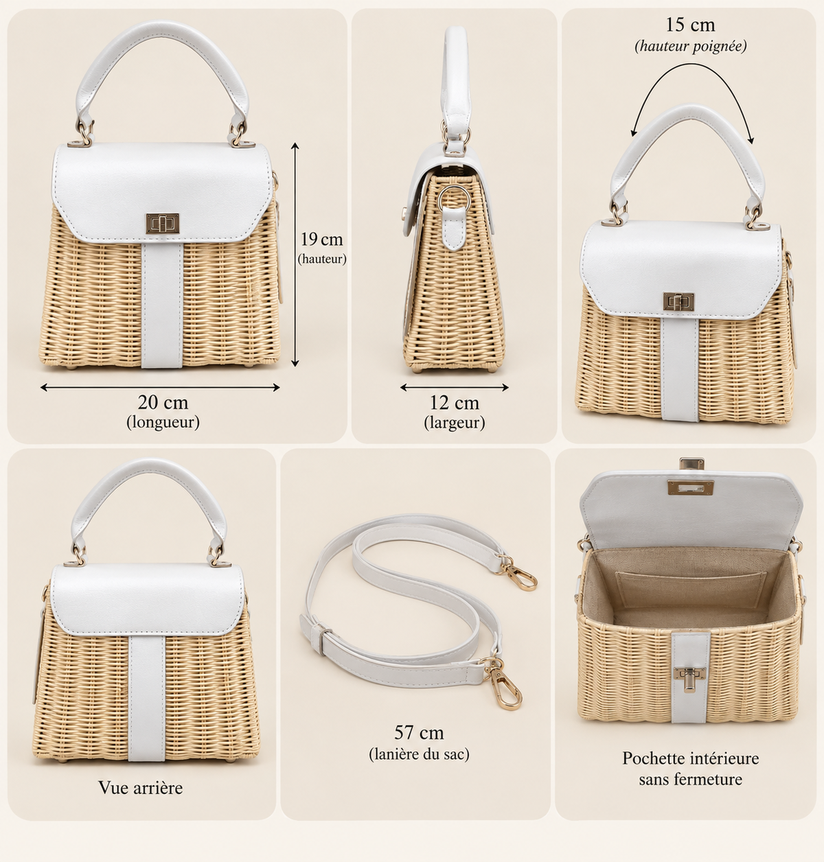 Corfu – Sac cuir & rotin – OYA HUMANI – vue 2