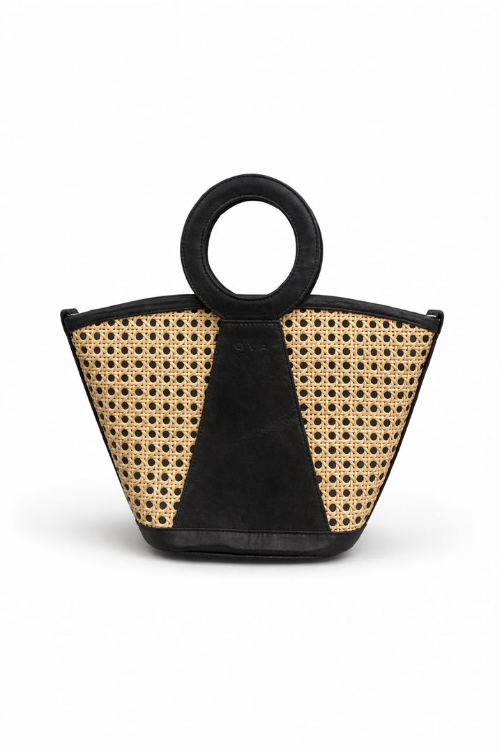 Cassis – Sac cuir & cannage naturel