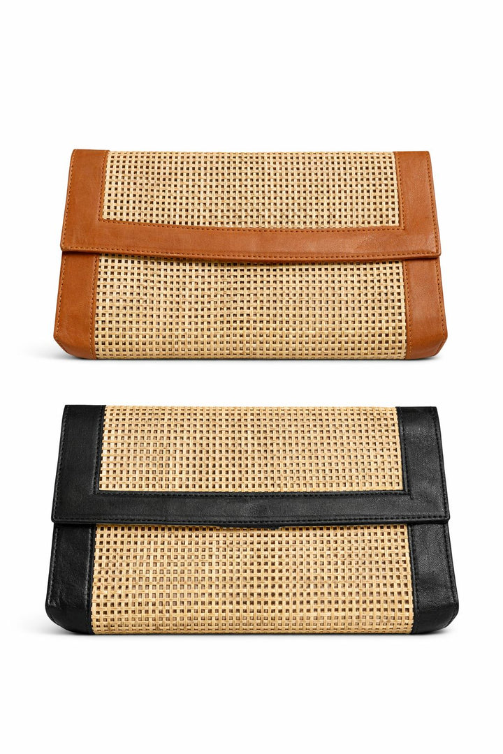 Elba – Pochette cuir & cannage