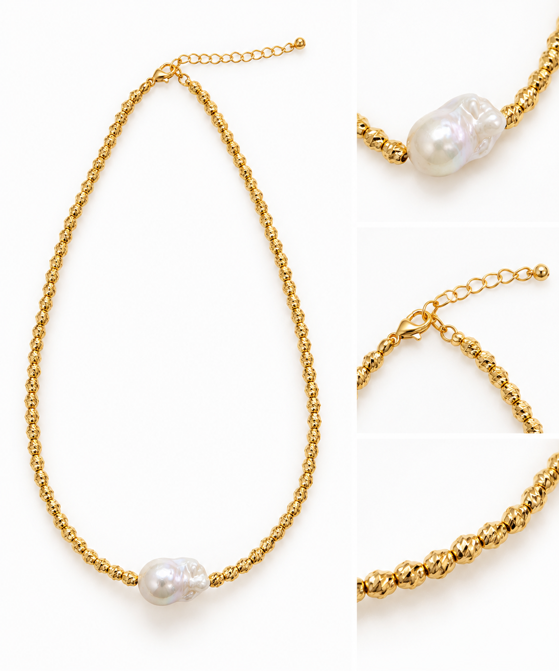 Collier Perla – Perle baroque & plaqué or – OYA HUMANI – vue 3