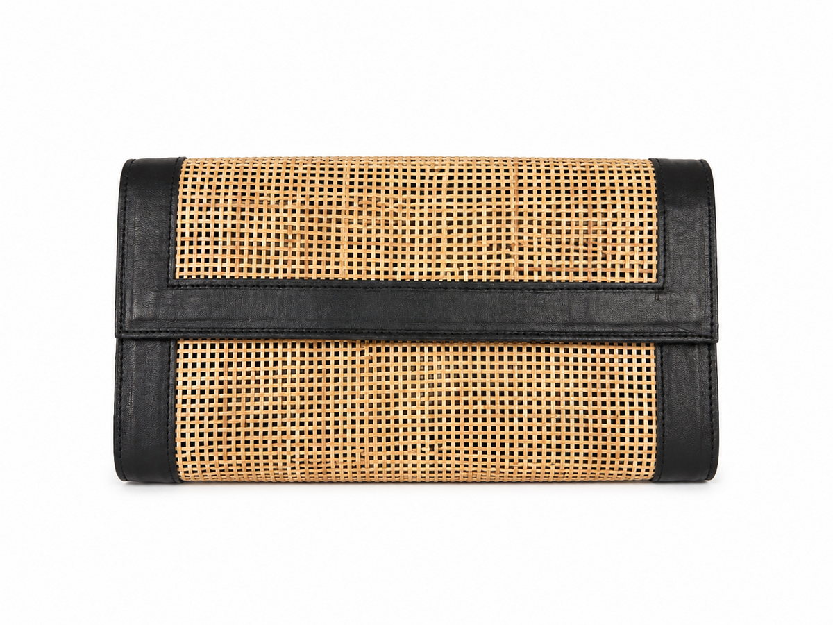 Elba – Pochette cuir & cannage – OYA HUMANI – vue 2