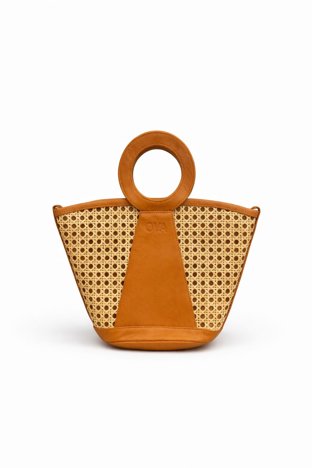 Cassis – Sac cuir & cannage naturel – OYA HUMANI – vue 2